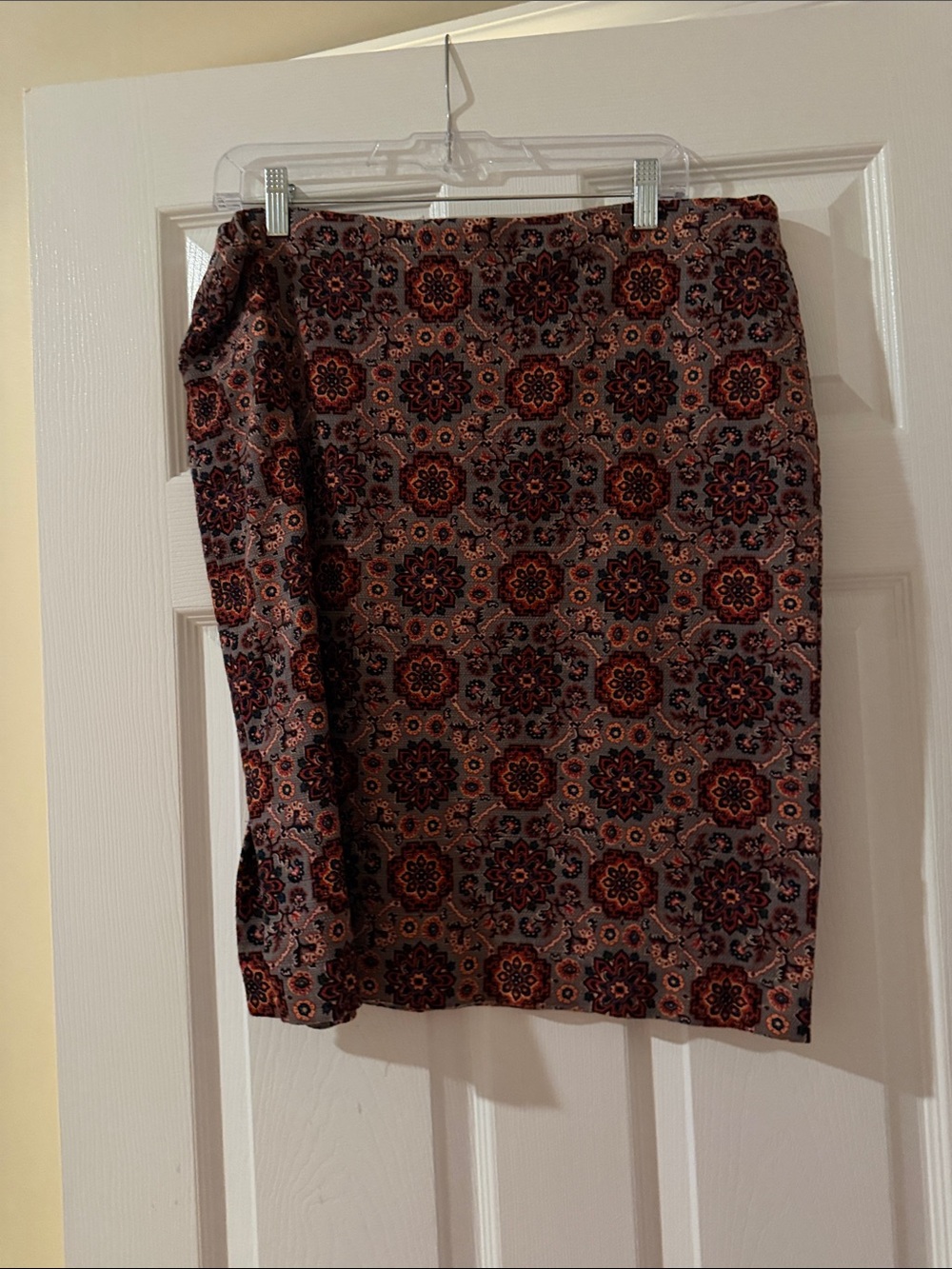 LOFT Floral Medallion Pencil Skirt - Rust, Black & Taupe